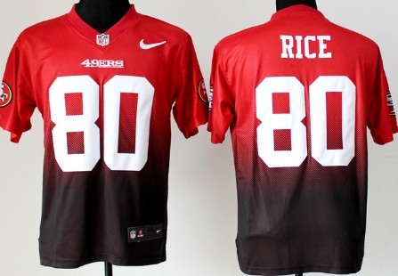 Nike San Francisco 49ers #80 Jerry Rice Red/Black Fadeaway Elite Jersey 