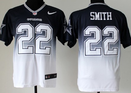 Nike Dallas Cowboys #22 Emmitt Smith Blue/White Fadeaway Elite Jersey 