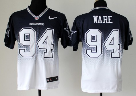 Nike Dallas Cowboys #94 DeMarcus Ware Blue/White Fadeaway Elite Jersey