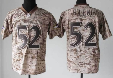 Nike Baltimore Ravens #52 Ray Lewis 2013 USMC Camo Elite Jersey