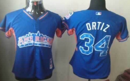 Boston Red Sox #34 David Ortiz 2013 All-Star Blue Womens Jersey 