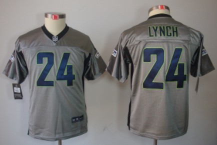 Nike Seattle Seahawks #24 Marshawn Lynch Gray Shadow Kids Jersey 