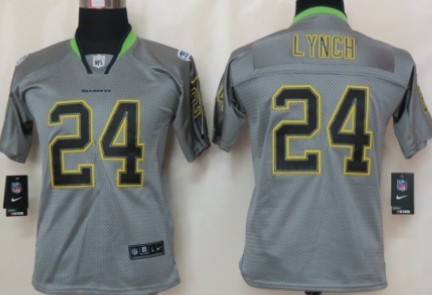 Nike Seattle Seahawks #24 Marshawn Lynch Lights Out Gray Kids Jersey 