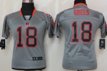 Nike Cincinnati Bengals #18 A.J. Green Lights Out Gray Kids Jersey 