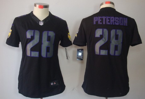 Nike Minnesota Vikings #28 Adrian Peterson Black Impact Limited Womens Jersey