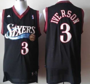 Philadelphia 76ers #3 Allen Iverson Revolution 30 Swingman Black Jersey 