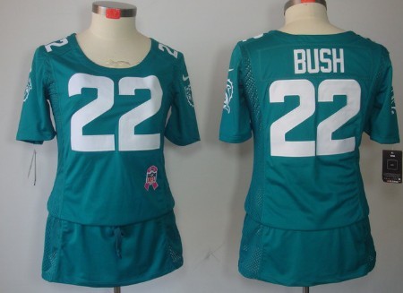 Nike Miami Dolphins #22 Reggie Bush Breast Cancer Awareness Green Womens Jersey