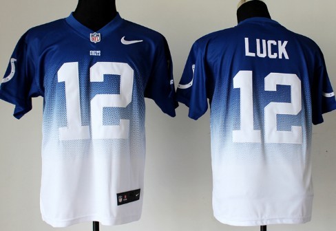 Nike Indianapolis Colts #12 Andrew Luck Blue/White  Fadeaway Elite Jersey 