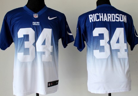 Nike Indianapolis Colts #34 Trent Richardson Blue/White Fadeaway Elite Jersey 