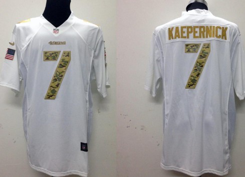 Nike San Francisco 49ers #7 Colin Kaepernick Salute to Service White Game Jersey 