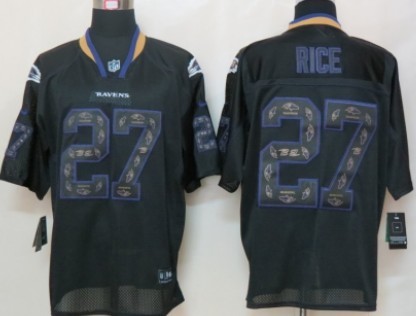 Nike Baltimore Ravens #27 Ray Rice Lights Out Black Ornamented Elite Jersey 