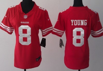 Nike San Francisco 49ers #8 Steve Young Red Game Womens Jersey 