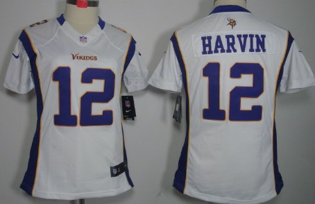 Nike Minnesota Vikings #12 Percy Harvin White Limited Womens Jersey 