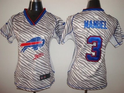 Nike Buffalo Bills #3 EJ Manuel 2012 Womens Zebra Fashion Jersey