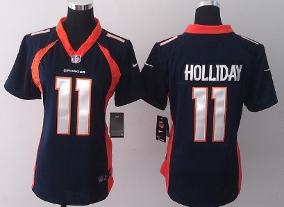 Nike Denver Broncos #11 Trindon Holliday 2013 Blue Game Womens Jersey