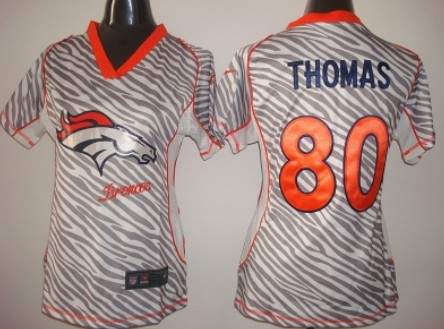 Nike Denver Broncos #80 Julius Thomas 2012 Womens Zebra Fashion Jersey