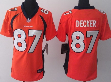 Nike Denver Broncos #87 Eric Decker 2013 Orange Game Womens Jersey 