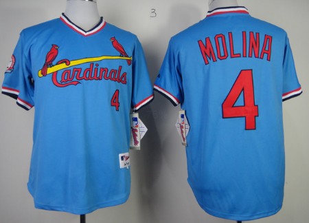 St. Louis Cardinals #4 Yadier Molina 1982 Light Blue Pullover Jersey