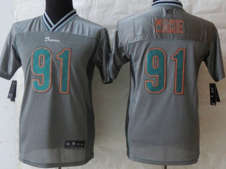 Nike Miami Dolphins #91 Cameron Wake 2013 Gray Vapor Kids Jersey 