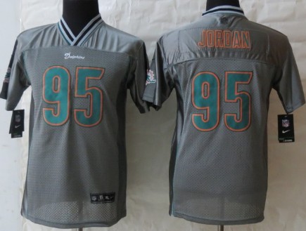 Nike Miami Dolphins #95 Dion Jordan 2013 Gray Vapor Kids Jersey 