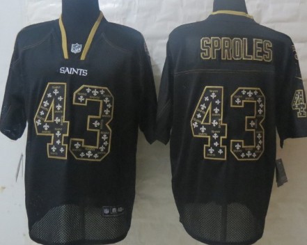 Nike New Orleans Saints #43 Darren Sproles Lights Out Black Ornamented Elite Jersey 