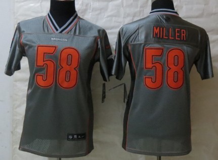 Nike Denver Broncos #58 Von Miller 2013 Gray Vapor Kids Jersey 