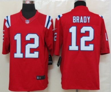 Nike New England Patriots #12 Tom Brady Red Limited Jersey 