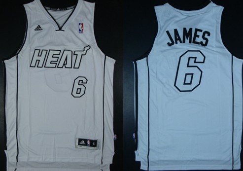 Miami Heats #6 LeBron James Revolution 30 Swingman White Big Color Jersey 