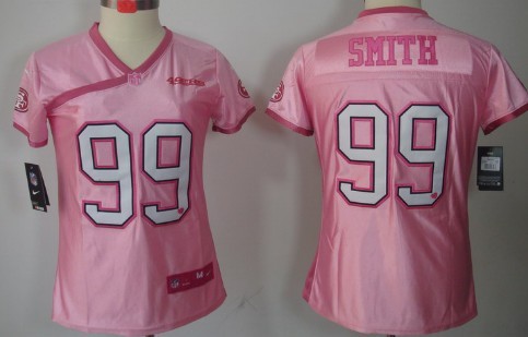 Nike San Francisco 49ers #99 Aldon Smith Pink Love Womens Jersey  