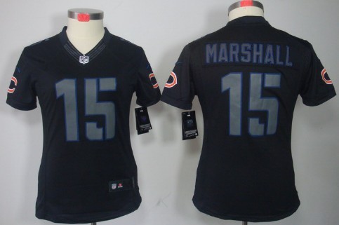 Nike Chicago Bears #15 Brandon Marshall Black Impact Limited Womens Jersey 