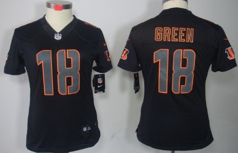 Nike Cincinnati Bengals #18 A.J. Green Black Impact Limited Womens Jersey 