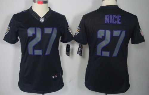 Nike Baltimore Ravens #27 Ray Rice Black Impact Limited Womens Jersey 