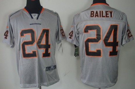 Nike Denver Broncos #24 Champ Bailey Lights Out Gray Elite Jersey 