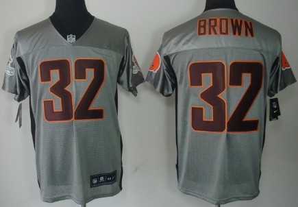 Nike Cleveland Browns #32 Jim Brown Gray Shadow Elite Jersey 