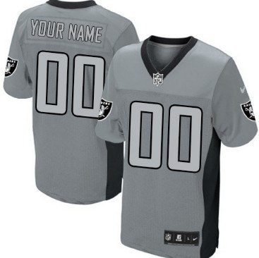 Men's Nike Oakland Raiders Customized Gray Shadow Elite Jersey