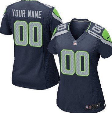 Women's Nike Seattle Seahawks Customized Blue Limited Jersey 