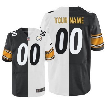 Men's Nike Pittsburgh Steelers Customized Black/White Two Tone Elite Jersey