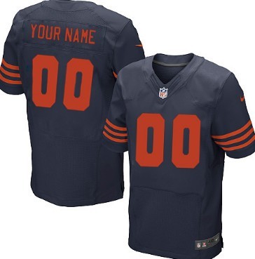 Men's Nike Chicago Bears Customized Blue With Orange Elite Jersey