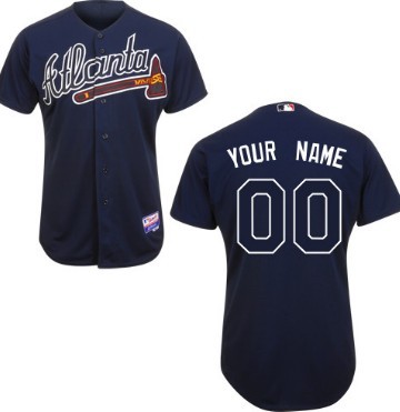 Men's Atlanta Braves Customized Navy Blue Jersey 