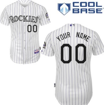 Men's Colorado Rockies Customized White Pinstripe Jersey