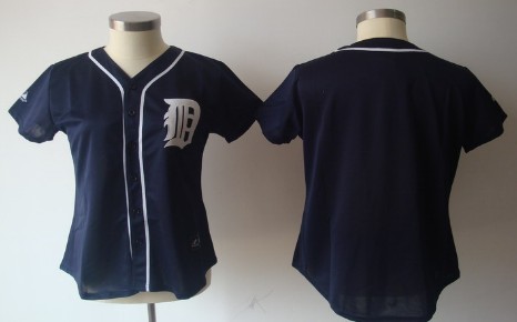 Women's Detroit Tigers Customized Navy Blue Jersey 