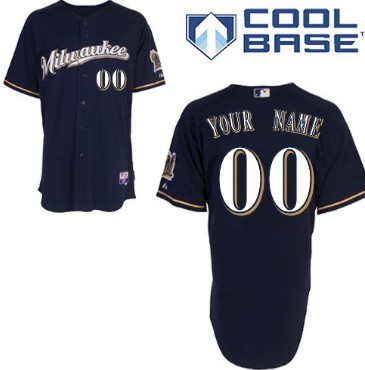 Men's Milwaukee Brewers Customized Navy Blue With Milwaukee Jersey 