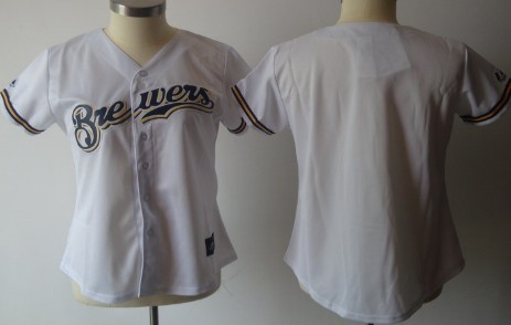 Women's Milwaukee Brewers Customized White Jersey 