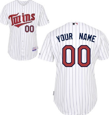 Men's Minnesota Twins Customized White Pinstripe Jersey