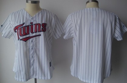 Men's Minnesota Twins Customized White Pinstripe With Blue Jersey