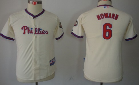 Philadelphia Phillies #6 Ryan Howard Cream Kids Jersey