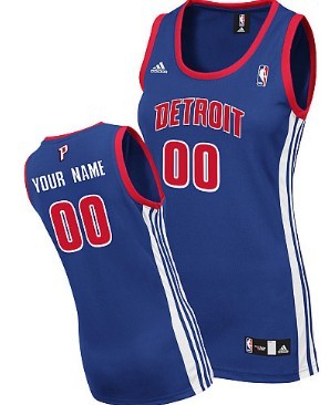 Womens Detroit Pistons Customized Blue Jersey 