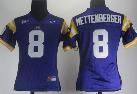 LSU Tigers #8 Zach Mettenberger Purple Womens Jersey 