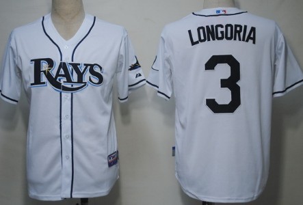 Tampa Bay Rays #3 Evan Longoria White Jersey