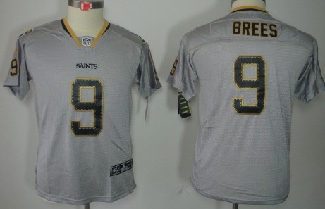 Nike New Orleans Saints #9 Drew Brees Lights Out Gray Kids Jersey 